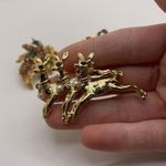 Lot Of 3 Gold Tone Costume Brooch Pins Christmas Holiday Reindeer Candy Cane Etc Photo 5