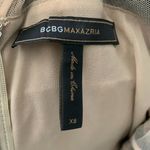 Vintage Y2K BCBG Pleated Mini Dress XS Tan Sequin Mesh Top Lined Zip Layered Photo 6