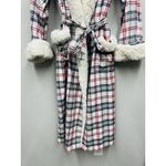 Pottery Barn  Womens Plaid Flannel Soft Faux Fur Belted Robe Generous S-M Photo 3