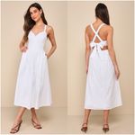 Lulus LULU’S Strolling Sicily White Pleated Backless Midi Dress With Pockets Photo 1
