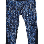  Blue and Black Capri Leggings Size Medium Nike Blue Print Leggings Photo 0