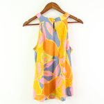 C&C California  High Neck Sleeveless Floral‎ Linen Top M Photo 4