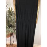 Chico’s Travelers 2P Black Sleeveless Wide Leg Jumpsuit Drape Neck Rhinestone Photo 4