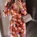 ZARA Floral Satin Dress Photo 0