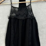 Caution to the Wind floral crochet tank top womens medium black gauzy whimsigoth Photo 0