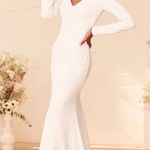 Lulus  Feeling of Forever White Long Sleeve Mermaid Maxi Dress Wedding Bride Sz M Photo 0