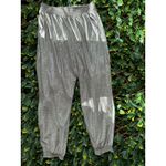 Anthropologie  Silver Sparkly High RIse Joggers Size Large Photo 2