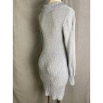 Free People Icy Blue Marled Cable Knit Sweater Dress Zip Collar Fitted L Photo 5