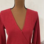 Madewell texture & thread red textured wrap balloon sleeve top size S Photo 5