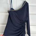 Mac Duggal ‎ 26039 Midnight One Shoulder Long Sleeve Asymmetric Formal Gown NWT Photo 4