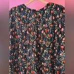 ZARA Large Black Floral Pleated 3/4th Sleeve Babydoll Mini Dress by Photo 1