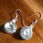 Simulated White Diamond Sterling Silver Dangle Earrings Photo 0