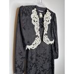 1990s Scott McClintock Black Jacquard Sheath Dress w/ Embroidered Bolero S Photo 15