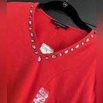 Evan Picone Evan-Picone V-Neck, Jeweled Short Sleeve Top. Women’s Size Large. NWT Photo 2