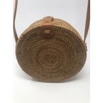 Round Wicker Straw Rattan Bag Women's Hand Woven Shoulder Purse Photo 2