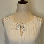 Banana Republic Banana‎ Republic White Crochet Front Sleeveless Tie Neck Top Size S Photo 3
