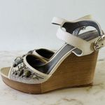 Coach  Hanson Tan Gray Jeweled Rhinestone Platform Wedge Heel Sandals - US 8 Photo 4
