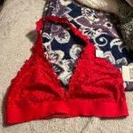 PINK - Victoria's Secret NWT Pink by Victoria’s Secret Red Lace Bralette SZ L Halter A-C Cup Photo 0