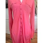 Ultra Flirt  SALMON PINK LONG SLEEVE BUTTON UP SHIRT DRESS NWT WOMENS LARGE Photo 0