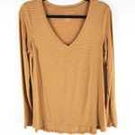 American Eagle Womens Top Soft & Sexy Slub V Neck Striped Yellow Size M Photo 0