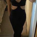LAST ONE New Black Trendy Front Cut Out Spaghetti Strap Maxi Dress Size M Photo 3