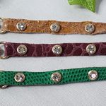 Gold Cuban Link Chain and Burgundy Leather Boot Ankle Bracelet Green Photo 5