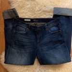 Kut From The Kloth Straight Leg Cropped Cuffed Hem Dark Blue Jeans EUC Sz 6 Photo 0