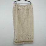 Bianca Nygaard Linen Blend Skirt Beige Brown Embellished Midi Lagenlook Size 16 Tan Photo 9