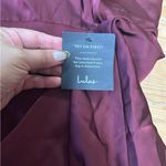 Lulus Classic Elegance Wine Satin Sleeveless Mock Neck Maxi Dress Red Size L Photo 5