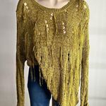Cecico  boutique chartreuse distressed fringe grunge inspired edgy sweater Photo 0