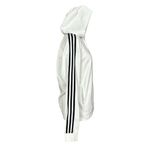 Adidas  White Pullover Hoodie w/ Black Signature 3 Stripe Sleeves Sweatshirt Med Photo 1