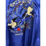 Rose Silk Women's Robe Kimono Asian Blue Embroidered Birds XL Photo 2