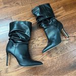 Schutz slouchy snakeskin embossed leather pull on Ashlee stiletto boots Photo 3