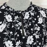 Old Navy Floral Ruffle Collar Long Sleeve Elastic Waist Dress Black White Small Photo 4