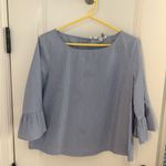 Madewell  Blue Pinstripe Blouse with Bell Sleeves Photo 0
