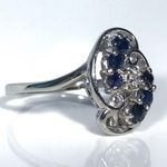 14KT SOLID WHITE GOLD DIAMOND & SAPPHIRE VINTAGE .64 TOTAL CARAT RING Photo 3