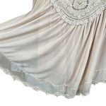 Ultra Pink Small Victorian Top Asymmetrical Crochet Lace Lined Long Bell Sleeves Photo 3