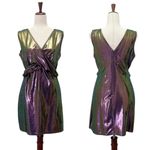 Frederick's of Hollywood Vintage Frederick’s of Hollywood Metallic Mini Dress Size Large Purple Oilslick Photo 12