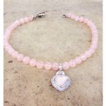Judith Ripka  Sterling Silver Rose Quartz Heart Pendant Charm Beaded Necklace Photo 1