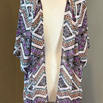 EXPRESS  Vibrant Geometric Kimono Cardigan One Size Photo 0