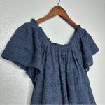 Free People Free People Women's M Thrills And Frills Off Shoulder Top in Navy Boho Lace Photo 5