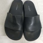 Brand Black Leather Slides Size 6 Photo 1