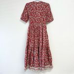 Madewell Pintucked Puff-Sleeve Midi Dress in Red Floral Fall Dress Size 00 NWT Photo 14