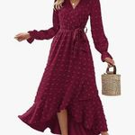 BTFBM Boho Maxi Dress XXL Burgundy Long Sleeve V Photo 0