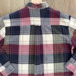 Anthropologie Vintage Plaid Long Sleeve Button Down Cranberry, Navy, Cream Large Photo 6
