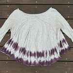 We The Free Grey w/ Purple Tie-Dye and Flowy Hem Free People  Washed Spring Tee Photo 5