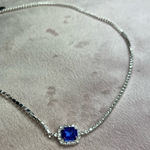 8 Other Reasons  Silver Blue Rhinestone Gem Pendant Choker Necklace NWT OS Photo 0