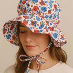 Vintage Style Prairie Bonnet Strawberry Print Sun Hat Handmade Cottagecore Photo 0