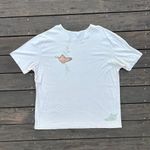 RARE Vintage Blue Fish Clothing Graphic Tee Oversized Cream Shoes T Photo 3