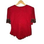 Laurence Kazar Vintage Red Beaded Embellished Silk Top Women Size Petite Large Photo 8
